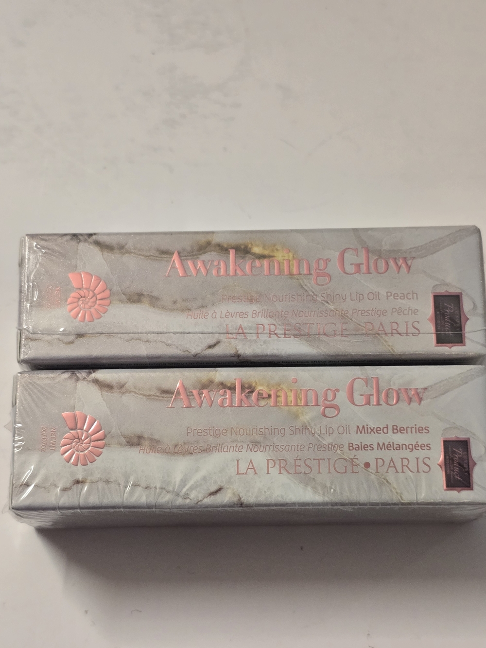 LA Prestige Awakening Glow Nourishing Shiny Lip Oil set - Peach & Mixed Berries